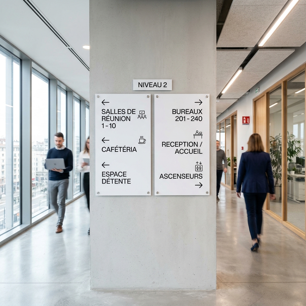 signage panels in office building 202605051715